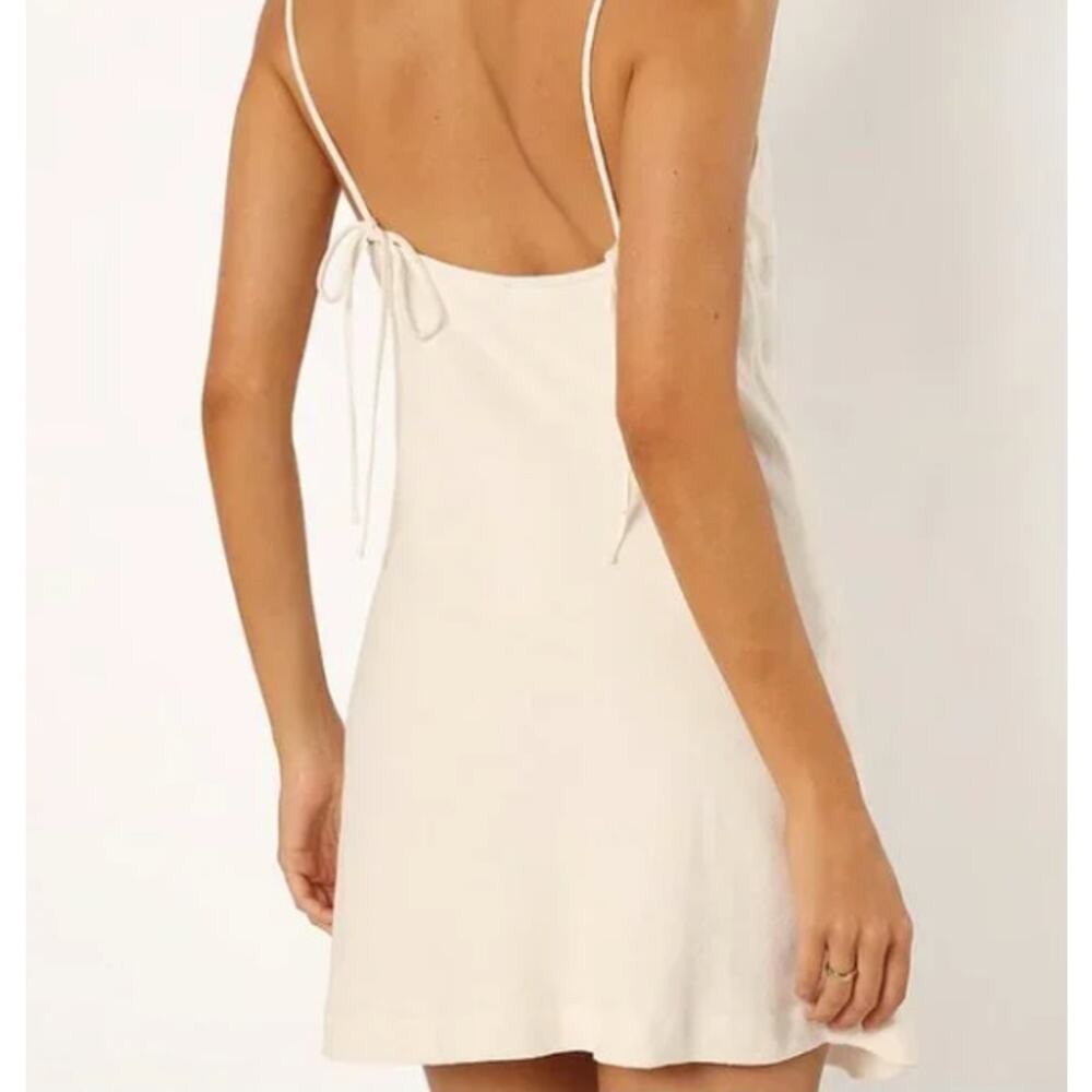 Petal & Pup New Sawyer Mini Dress White Size Large Tie‎ Strap Linen Blend Lined
